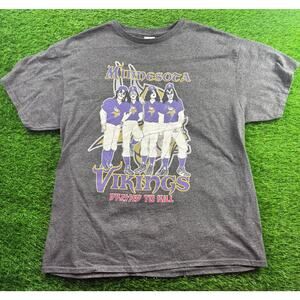 Minnesota Vikings KISS Dressed To Kill Tee Shirt Gray NFL Band Parody Graphic L